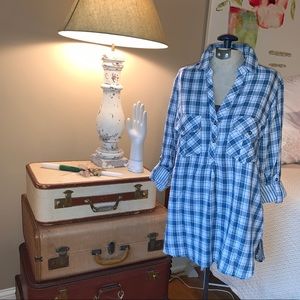 Blue & White Flannel Tunic